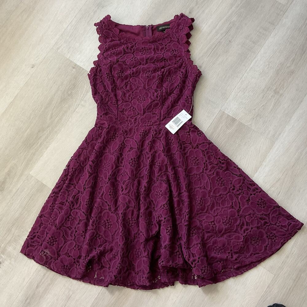 Jodi Kristopher Lace Fit Dress Plum Womens size 1 NWT